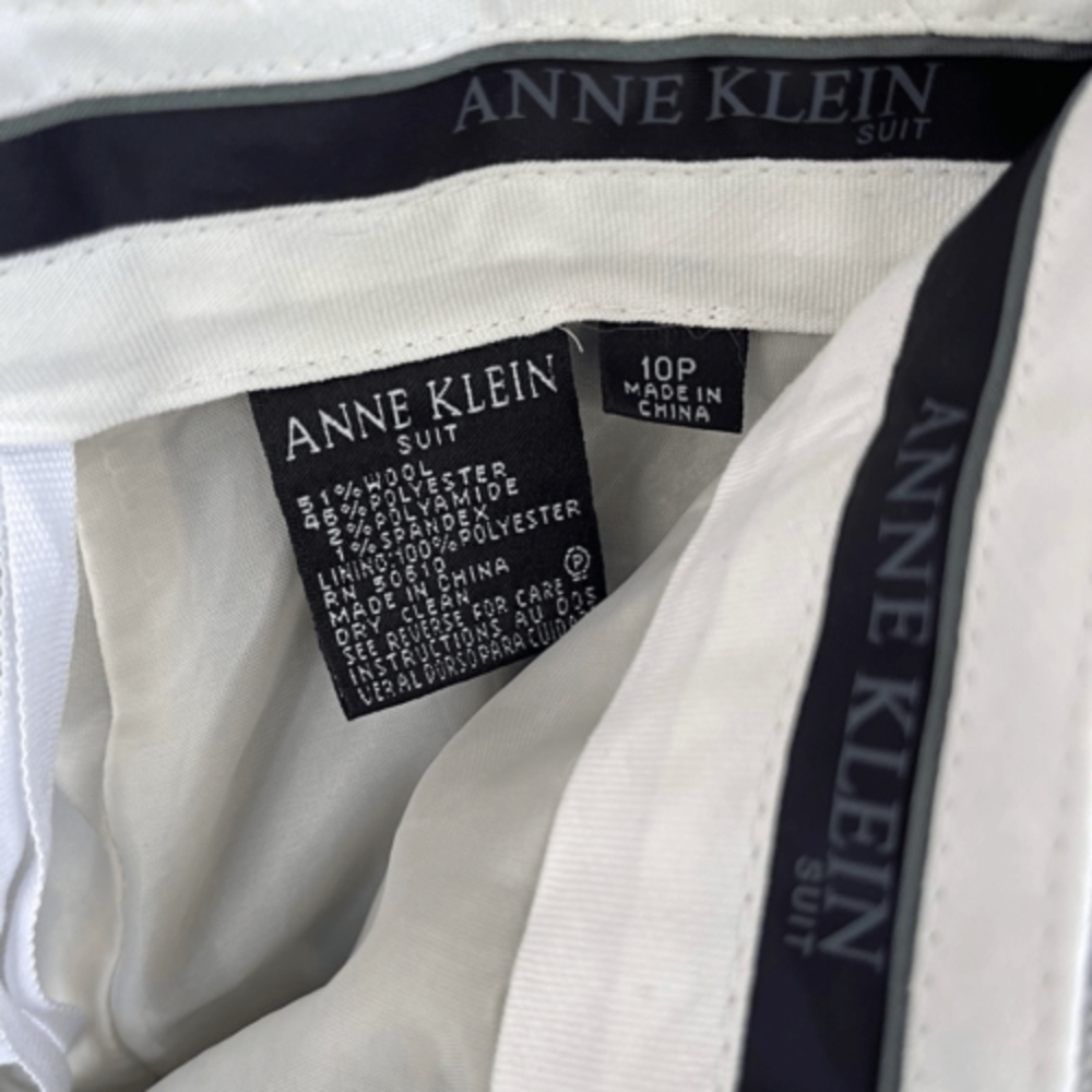 Anne Klein Wool Blend Gray Flecked Lined‎ Cropped Hemmed Trouser Pants — SZ 10P - Picture 5 of 11